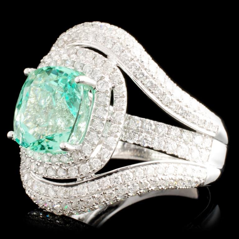 18K Gold 3.87ct Emerald & 2.13ctw Diamond Ring