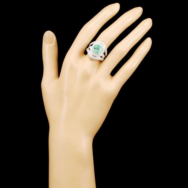 18K Gold 3.87ct Emerald & 2.13ctw Diamond Ring