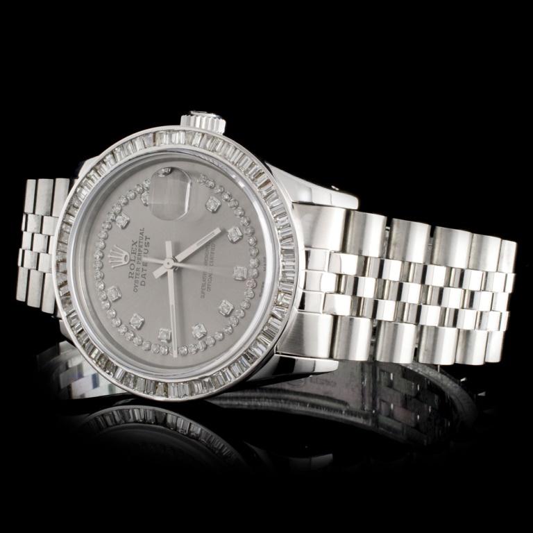 Rolex SS DateJust 3.50ct Diamond 36MM Wristwatch