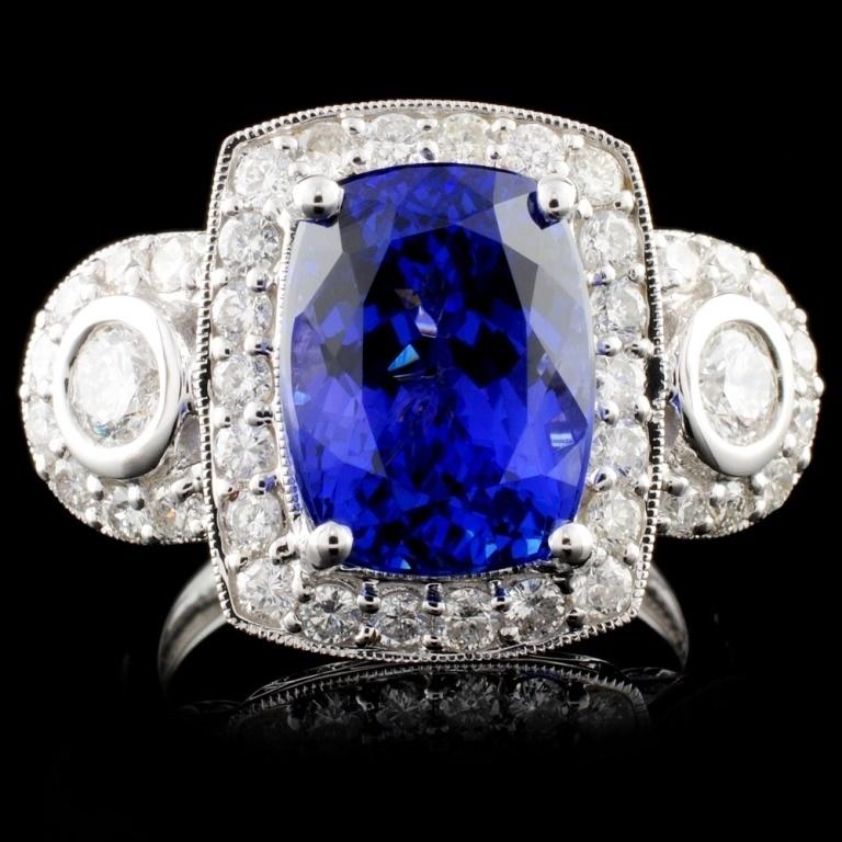 14K White Gold 7.20ct Tanzanite & 1.49ctw Diamond