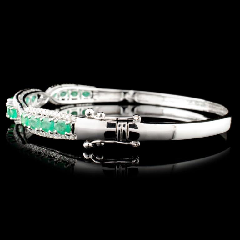 14K Gold 2.60ctw Emerald & 0.63ctw Diamond Bangle