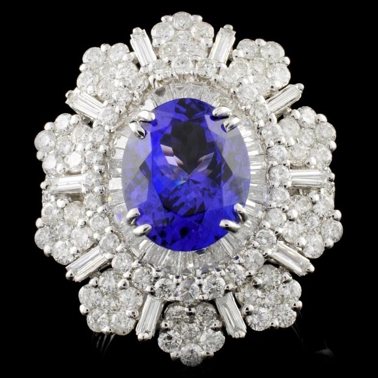 18K Gold 4.15ct Tanzanite & 3.65ctw Diamond Ring