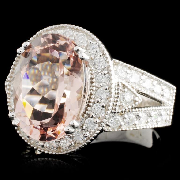 14K Gold 5.00ct Morganite & 1.40ctw Diamond Ring