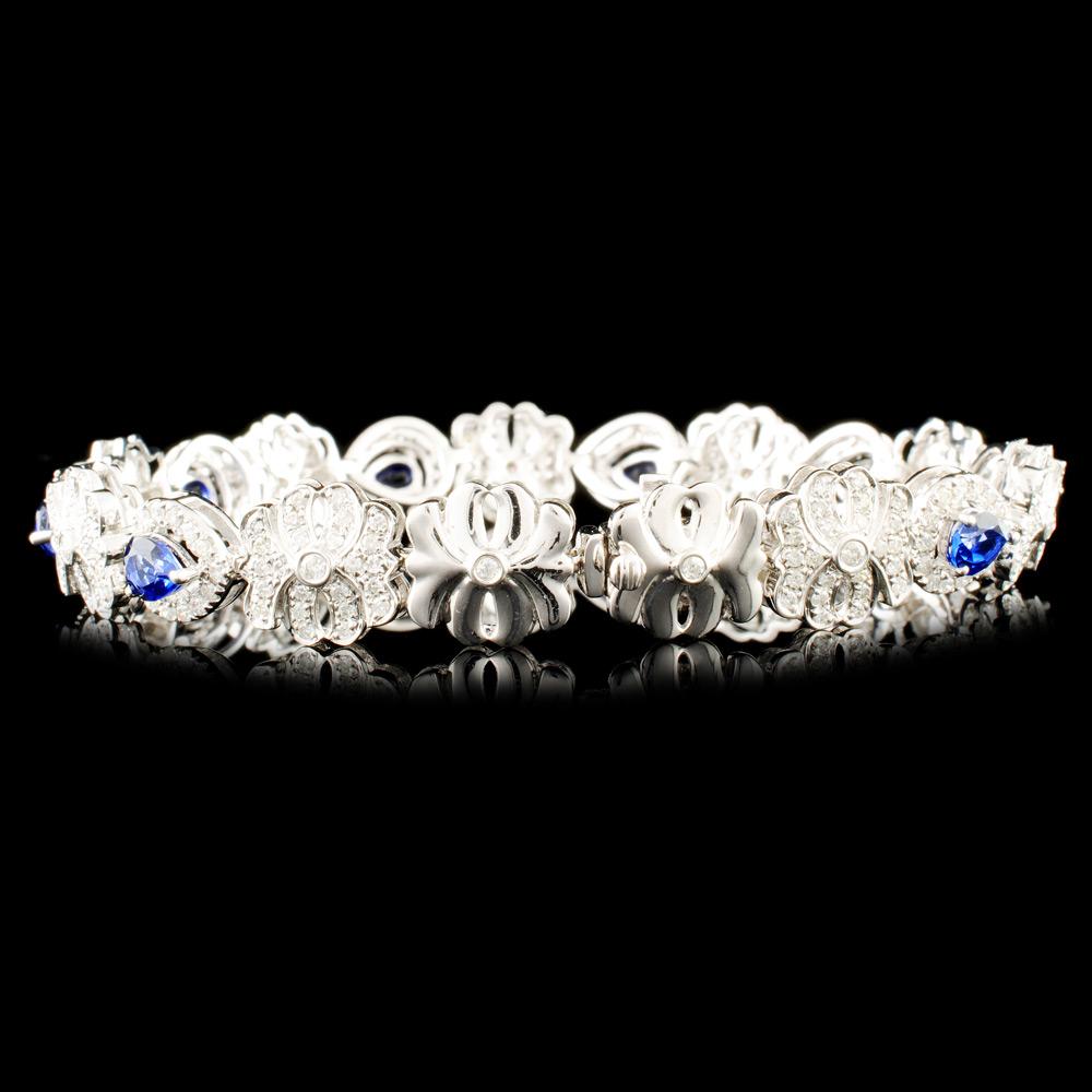 14K Gold 3.24ct Sapphire & 2.11ctw Diamond Bracele