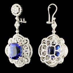 18K Gold 16.98ct Tanzanite & 4.55ctw Diamond Earri