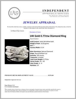 14K Gold 0.77ctw Diamond Ring