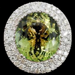 18K Gold 18.03ct Tourmaline & 2.05ct Diamond Ring