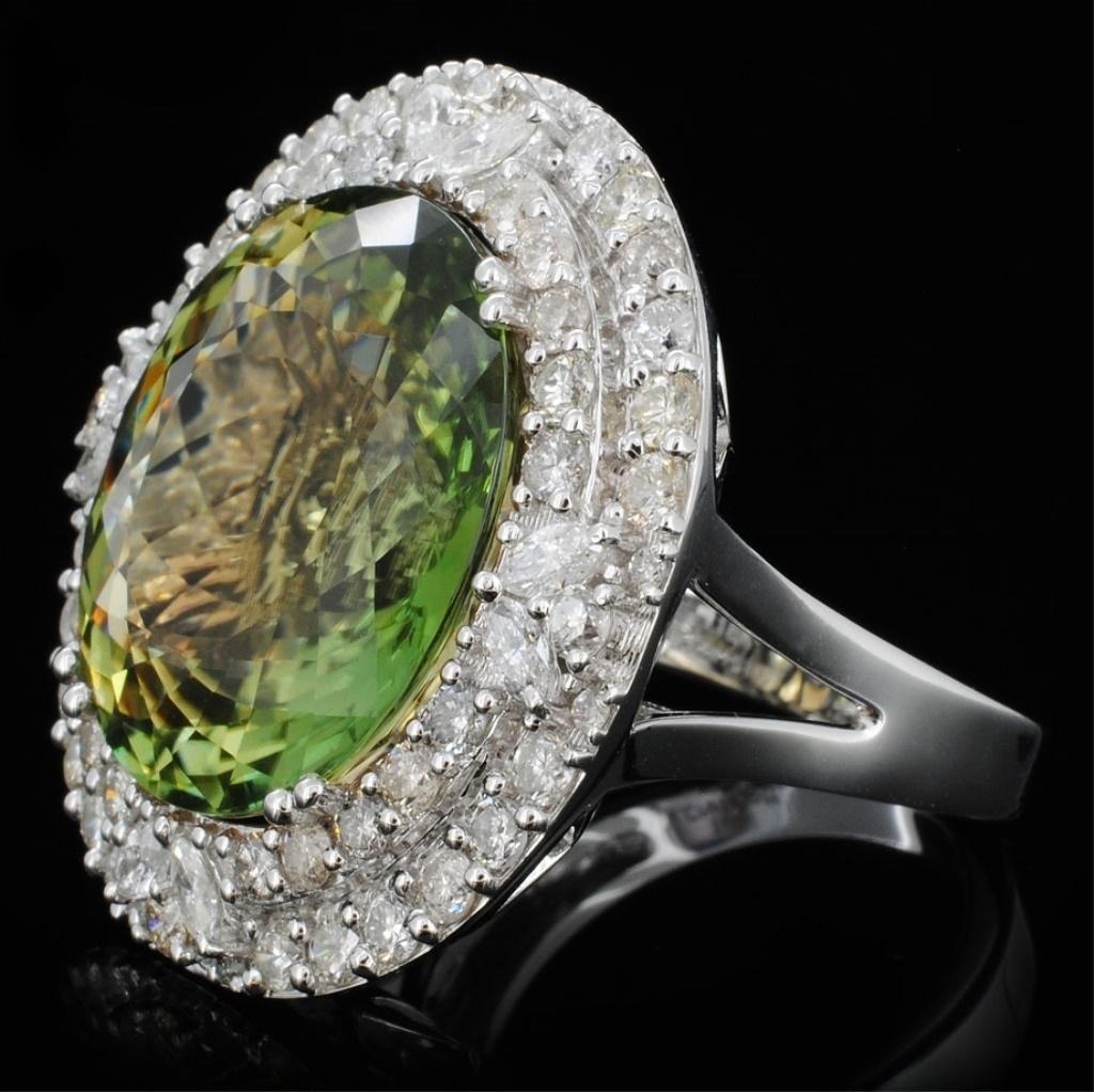 18K Gold 18.03ct Tourmaline & 2.05ct Diamond Ring