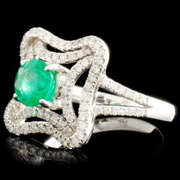 14K Gold 0.90ct Emerald & 0.60ctw Diamond Ring