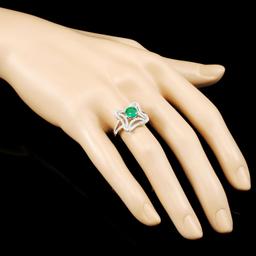 14K Gold 0.90ct Emerald & 0.60ctw Diamond Ring