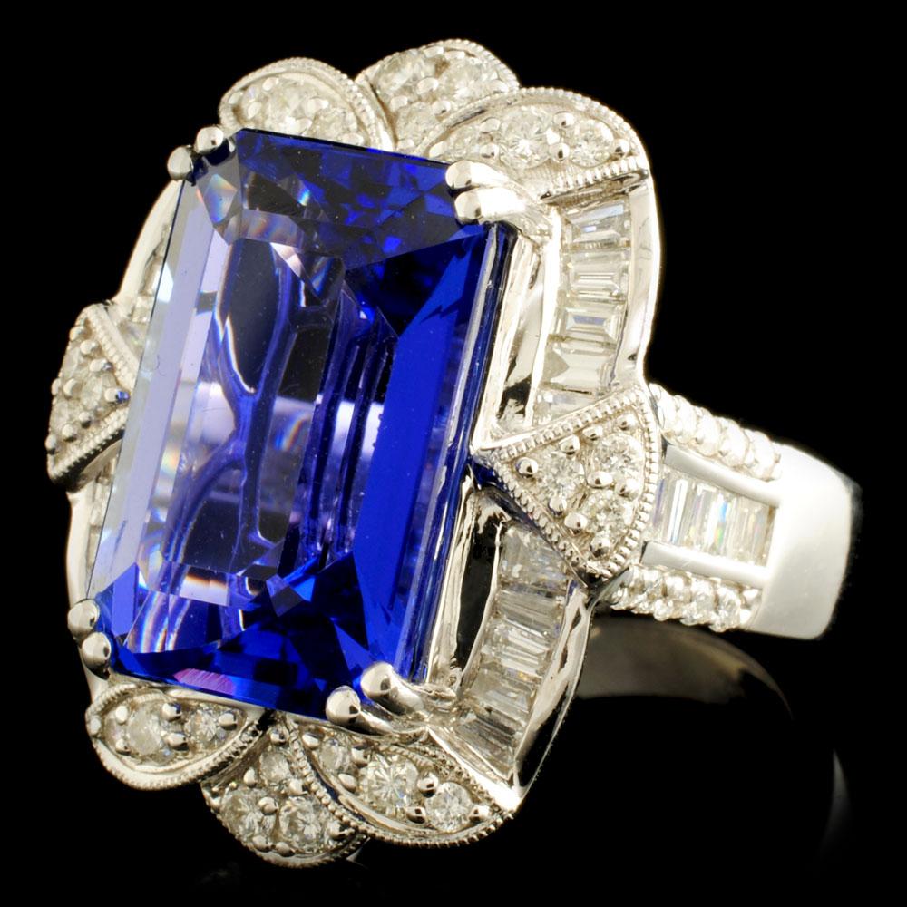 18K Gold 11.10ct Tanzanite & 1.54ctw Diamond Ring