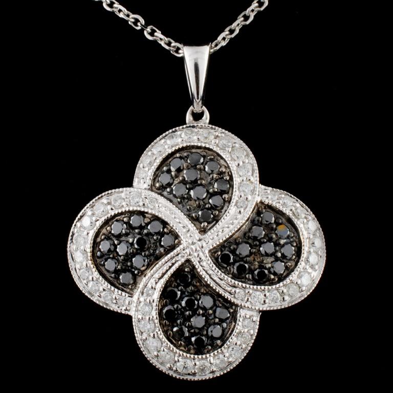 14K White Gold 0.80ctw Fancy Diamond Pendant