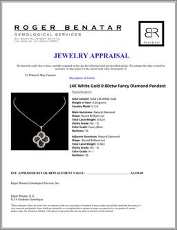 14K White Gold 0.80ctw Fancy Diamond Pendant