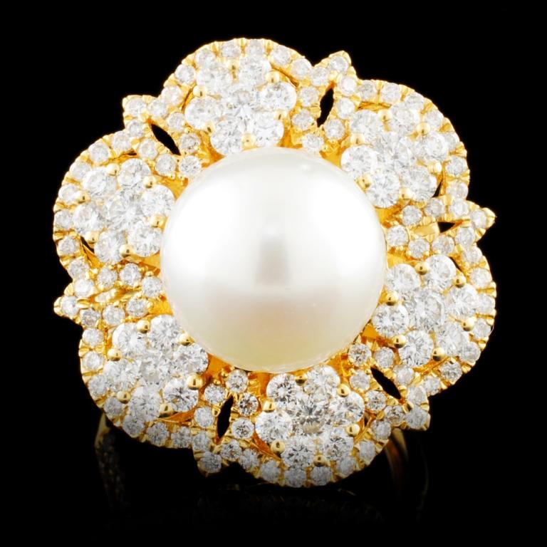 18K Gold 11.50MM Pearl & 2.18ctw Diamond Ring