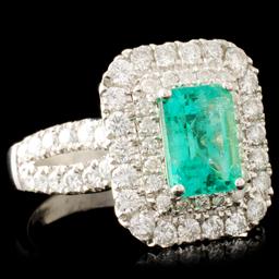 18K Gold 1.32ct Emerald & 1.19ctw Diamond Ring