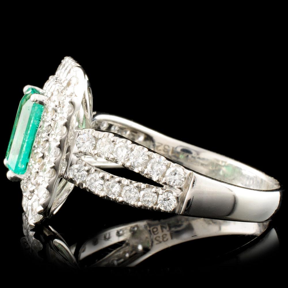 18K Gold 1.32ct Emerald & 1.19ctw Diamond Ring