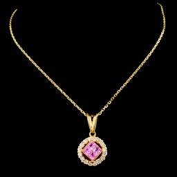 18K Gold 0.70ct Sapphire & 0.47ctw Diamond Pendant