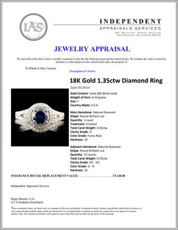 18K Gold 1.35ctw Diamond Ring