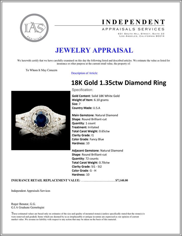 18K Gold 1.35ctw Diamond Ring