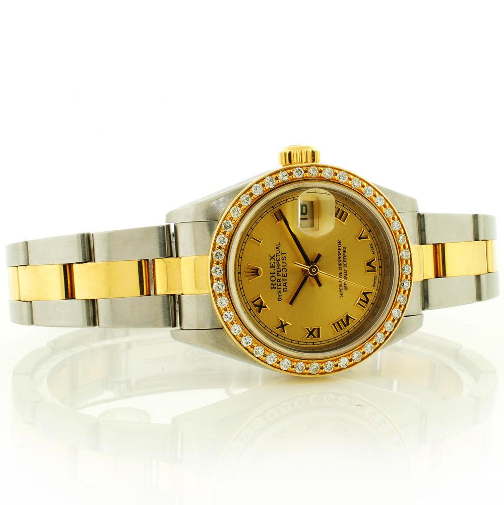 Rolex DateJust 18K/SS Diamond Roman Ladies 79173 Q