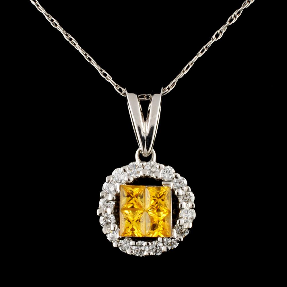 18K Gold 0.75ctw Sapphire & 0.44ctw Diamond Pendan