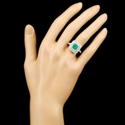 18K Gold 1.63ct Emerald & 0.98ctw Diamond Ring