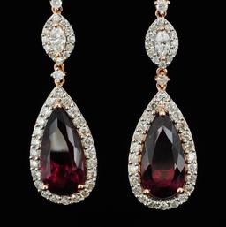 18K Gold 9.62ct Tourmaline & 1.91ct Diamond Earrin