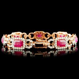 14K Gold 8.95ct Ruby & 2.71ctw Diamond Bracelet