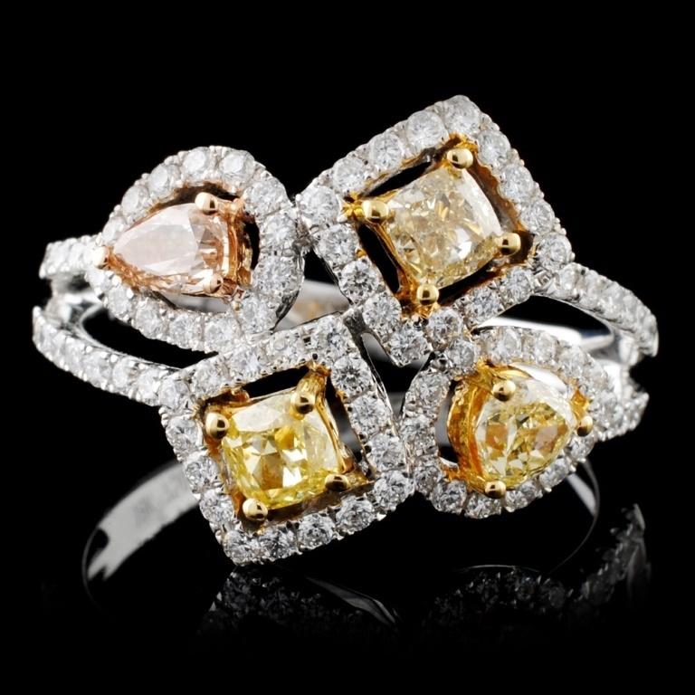 18K White Gold 1.14ctw Fancy Color Diamond Ring