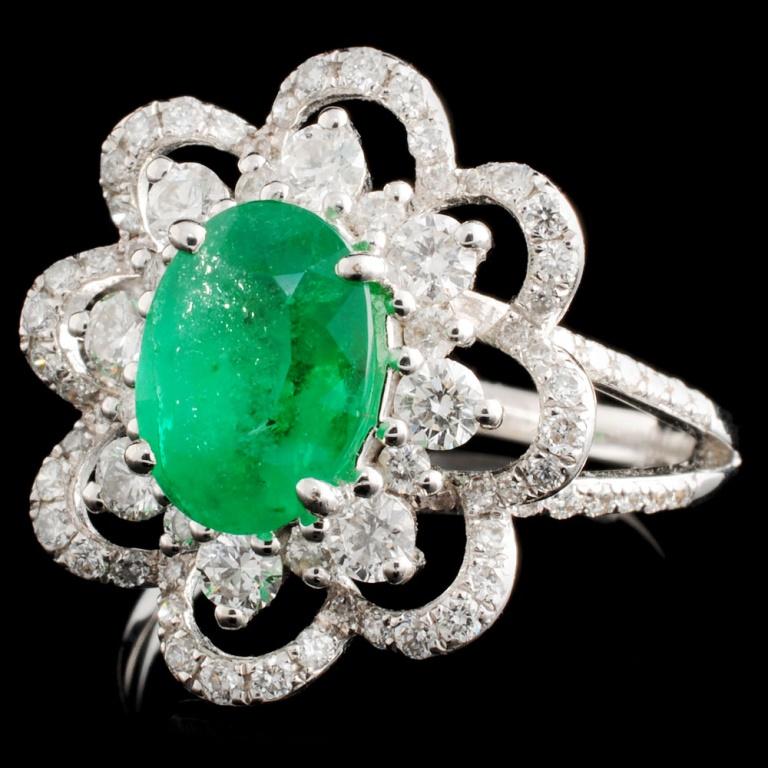 18K Gold 1.71ct Emerald & 0.98ctw Diamond Ring