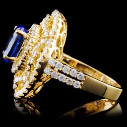 18K Y Gold 2.69ct Tanzanite & 1.72ct Diamond Ring