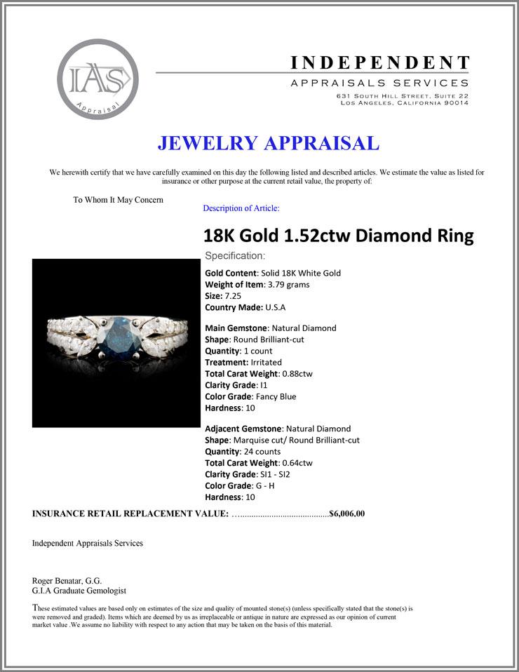 18K Gold 1.52ctw Diamond Ring