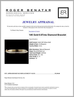 14K Gold 0.87ctw Diamond Bracelet