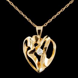 14K Gold 0.08ctw Diamond Pendant