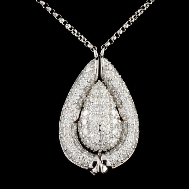 14K Gold 1.74ctw Fancy Diamond Pendant