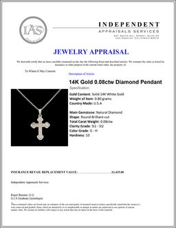 14K Gold 0.08ctw Diamond Pendant