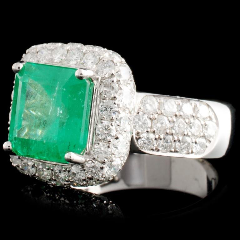 18K Gold 3.07ct Emerald & 2.95ctw Diamond Ring