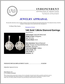 14K Gold 1.68ctw Diamond Earrings