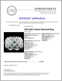 18K Gold 3.35ctw Diamond Ring