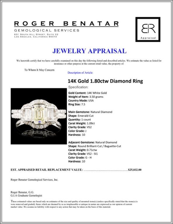 14K Gold 1.80ctw Diamond Ring