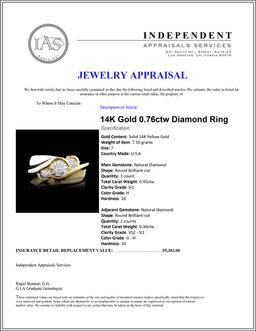 14K Gold 0.76ctw Diamond Ring