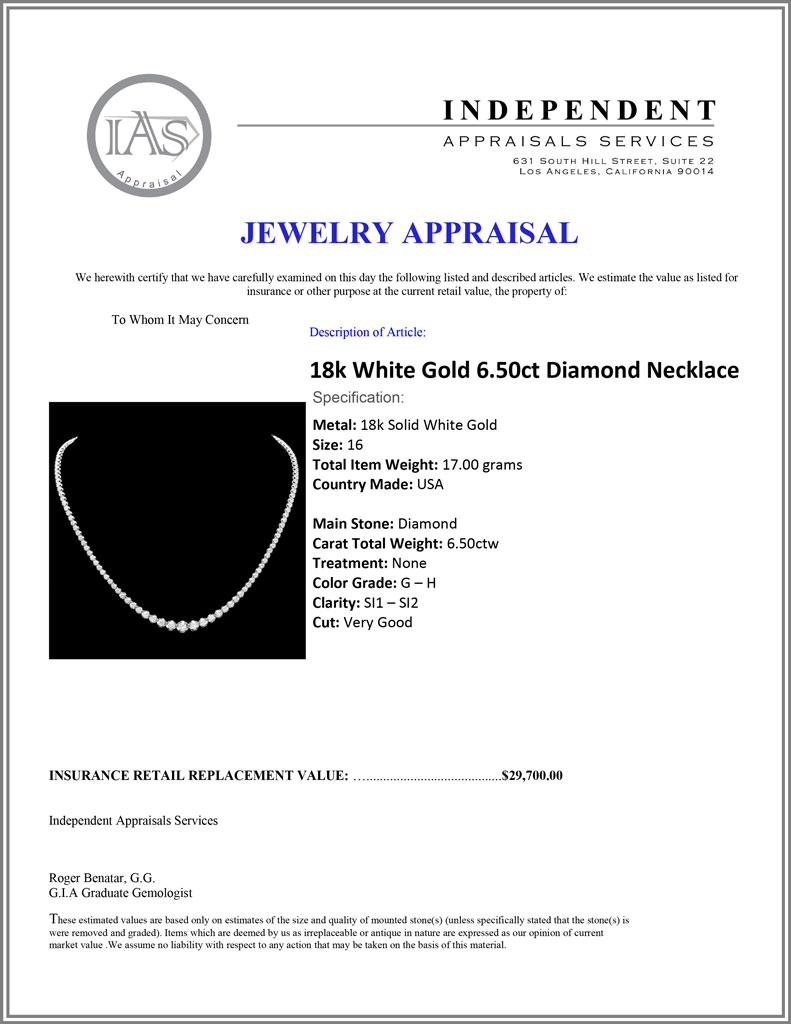 ^18k White Gold 6.50ct Diamond Necklace