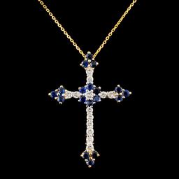 14K Gold 0.80ct Sapphire & 0.45ctw Diamond Pendant