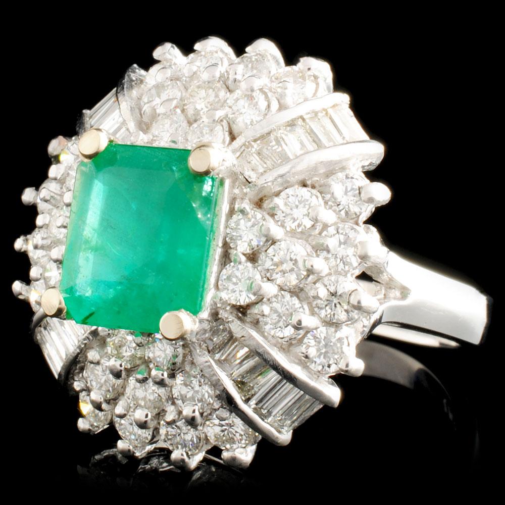 14K Gold 2.00ct Emerald & 2.53ctw Diamond Ring