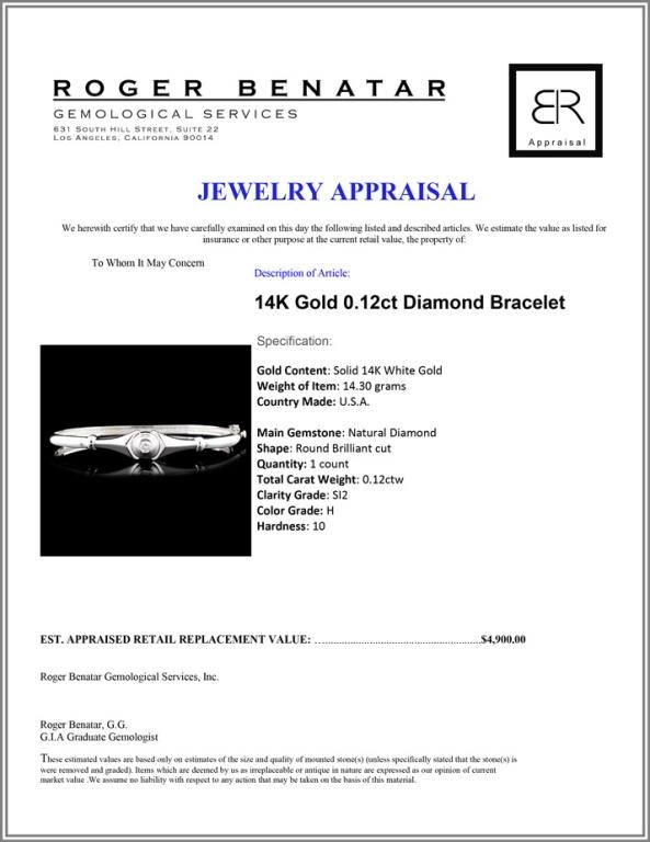 14K Gold 0.12ct Diamond Bracelet