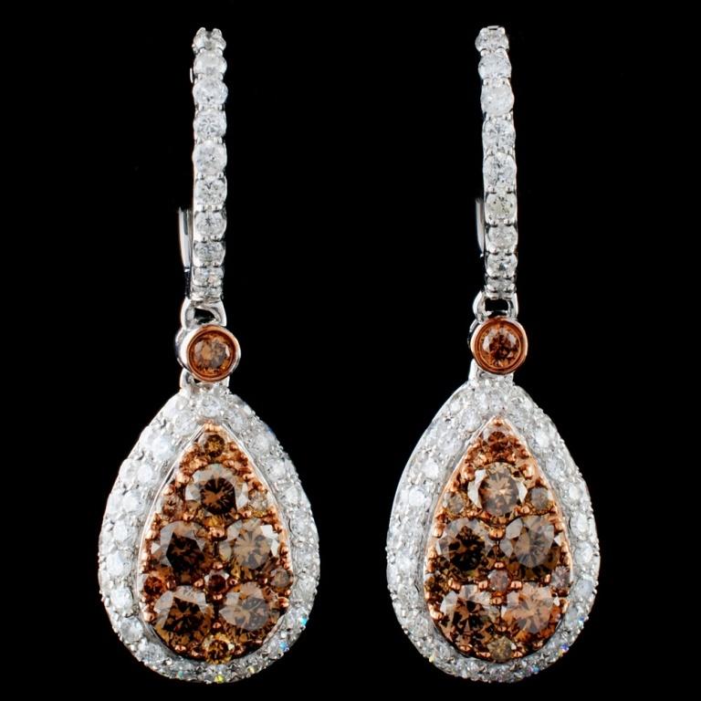 14K Gold 2.48ctw Fancy Diamond Earrings