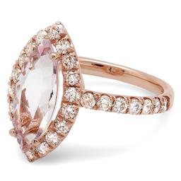 14K Gold 2.00ct Morganite & 1.00ct Diamond Ring