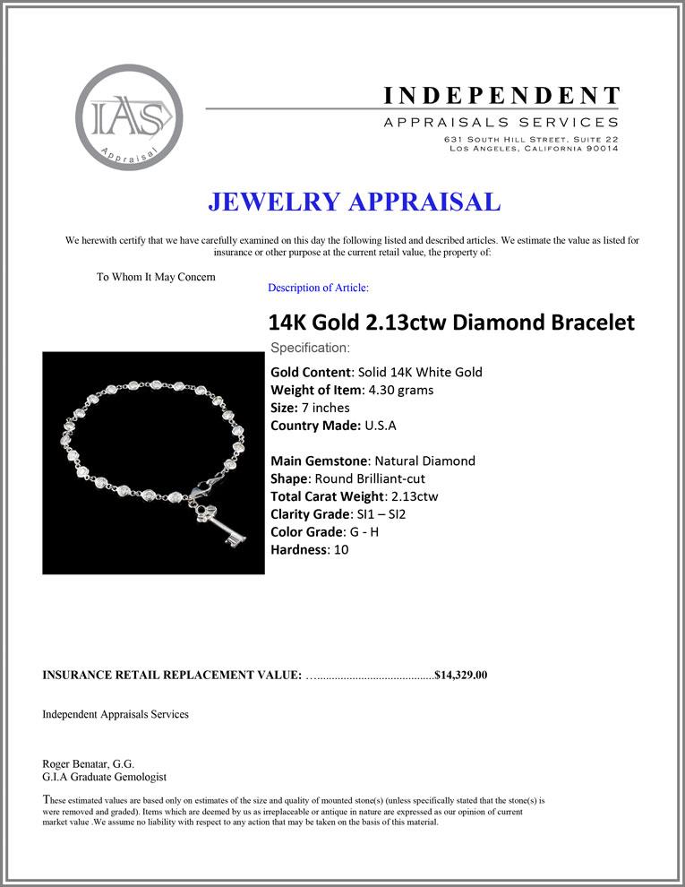 14K Gold 2.13ctw Diamond Bracelet