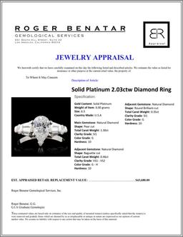 Solid Platinum 2.03ctw Diamond Ring