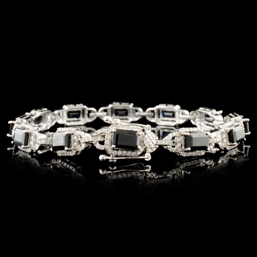 14K Gold 8.95ct Sapphire & 1.41ctw Diamond Bracele